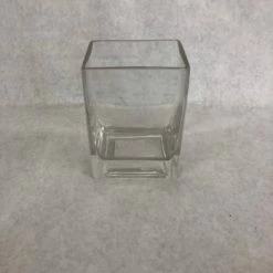 Something Blue Vase Size 4"x3"x5.5" Glass Clear Rectangle VASES DECOR