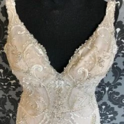 Something Blue Sottero & Midgley Women Chiffon/Beaded Size 12 (As-Is Hemmed Petite)