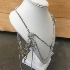 Something Blue JEWELRY Madeline Gardner Silver Diamond Necklace Drops Off The Shoulder