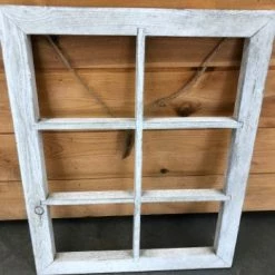 Something Blue Window Six Panel Wood Whitewash Size 20"x16" DECOR
