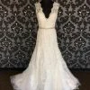WEDDING DRESSES Jasmine Lace Ivory Size 12 Lace Fit & Flare V-Neck Women