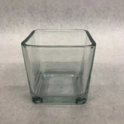 Something Blue Vase Size 3.5"x3.5"x3.25" Glass Clear VASES DECOR
