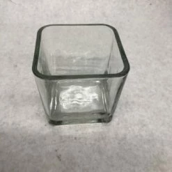 Something Blue Vase Glass Clear Size 3.5" Square GLASSWARE DECOR