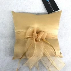 Something Blue Pillow Satin/Tulle Gold Size 7.5" X 7.5" RING BEARER