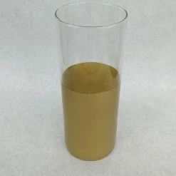 Something Blue Vase Size 9" Glass Clear/Gold Cylinder DECOR