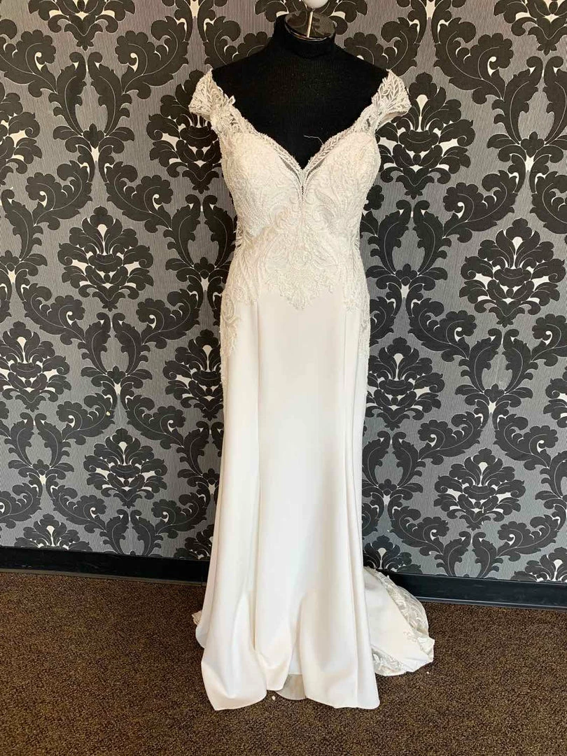 Something Blue Madison James MJ601 Size 10 Ivory Crepe And Lace Fit & Flare 3 Something Blue Madison James MJ601 Size 10 Ivory Crepe And Lace Fit & Flare