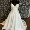 Something Blue Allure Romance 3356 Size 16 Ivory Satin Deep-V Ballgown