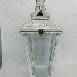 Something Blue DECOR Lantern Size 8.5"x21.5" Wood/Glass Gray LANTERNS/BIRDCAGES