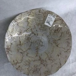 Something Blue DECOR Bowl Size 12.5"x3" Glass/Glitter White/Gold Round GLASSWARE