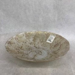 Something Blue DECOR Bowl Size 12.5"x3" Glass/Glitter White/Gold Round GLASSWARE