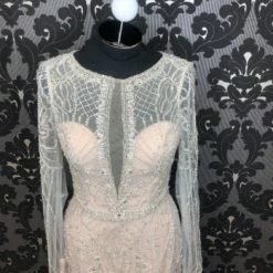 Something Blue WEDDING DRESSES Justin Alexander 9894 Beaded Tulle Nude AS IS LOOSE BEADING THROUGHOUT/ BUTTONS