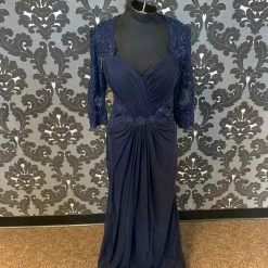 Something Blue FORMAL/MOTHER'S DRESSES Montage 116672 Formal Chiffon/Lace Navy Size 14