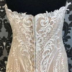 Something Blue Allure Bridal 9727 Size 12 Nude And Ivory Lace Sequin Sweetheart Sheath WEDDING DRESSES