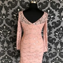 Something Blue FORMAL/MOTHER'S DRESSES Size 14 Blush JS Collection Knee Length Lace Long Sleeve