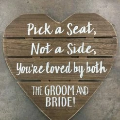 Something Blue 18"x19" Slatboard Wood Heart, Ivory Pick A Seat DECOR