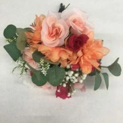 Something Blue Wedding DECOR Bouquet Flowers Coral/Pinks/White/Green/Black Size 15