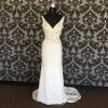 Something Blue Wedding Women Wedding Dress Crepe Ivory Size 4 Beaded Sheath Beaded WEDDING DRESSES