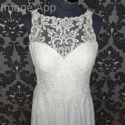 Something Blue Stella York 6593 Wedding Dress Chiffon/Lace Ivory A-line AS IS RUNS IN SKIRT