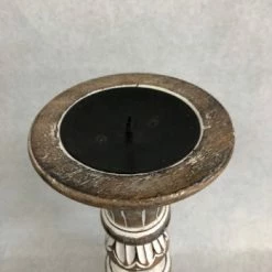 Something Blue Candle Holder Size 14.5" X 5" Wood Cream/Brown CANDLES DECOR