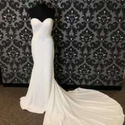 Something Blue Justin Alexander JOSIE 88004 Women's Wedding Dress Crepe Ivory Size 10 WEDDING DRESSES