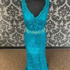 Something Blue Mon Cheri 118968 Formal Tool/Lace Teal Size 12 FORMAL DRESSES