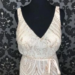 Something Blue Angelina Faccenda Size 14 Champagne With Gold Sequin Formal