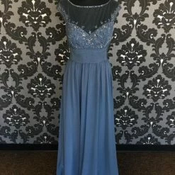 Something Blue Wedding FORMAL/MOTHER'S DRESSES Camreon Blake 212676 Women's Formal Chiffon Dusty Bl Size 12