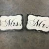 Something Blue 2pc Ivory/Black Mrs. Mr. Wood Signs (AS IS) DECOR