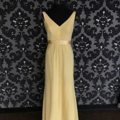 Something Blue Wedding FORMAL/MOTHER'S DRESSES Size 6 Yellow Davids Bridal Chiffon V-Neck With Satin Belt