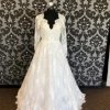 Something Blue Calla Blanche Size 14 Ivory V-Neck Long Sleeve Lace Ballgown