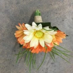 Something Blue Wedding DECOR Bouquet Flowers Coral/Ivory Size 7" FLORAL