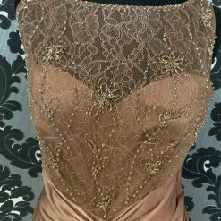 Something Blue Jade Couture K168068 Formal Silk/Lace Mocha Size 8 FORMAL/MOTHER'S DRESSES