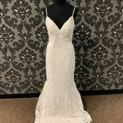 Something Blue Madeline Gardner 8209 Wedding Dress Lace Ivory Size 10 Beaded WEDDING DRESSES