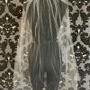 Something Blue Finger Tip Ivory Tulle With Silver Beaded Edge Veil