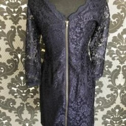 Something Blue Simply Liliana Formal Lace Navy Size 6 Knee Length 3/4 Sleeve FORMAL/MOTHER'S DRESSES