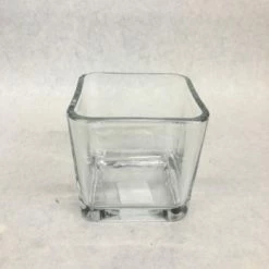 Something Blue Vase Glass Clear Size 3.5"x3.5"x3.5" Square VASES