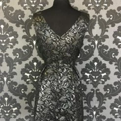 Shopsomethingblue Size Large Silver/Black Damask Knee Sleeveless Dress FORMAL/MOTHER'S DRESSES
