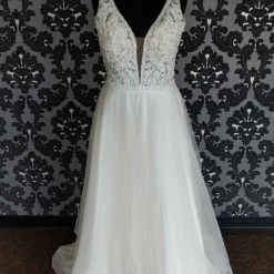 Something Blue Mori Lee By Madeline Gardner 6923 Size 18 Champagne Sleeveless A-Line