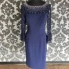 Something Blue Alex Evenings Size 4 Navy Tulle/Beads Formal FORMAL/MOTHER'S DRESSES