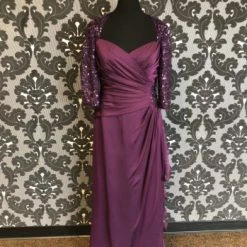Something Blue Jade By Jasmine J165063 Women's Formal Silk Plum Size 14 Floor