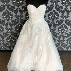 Something Blue Stella York Wedding Dress Tulle/Lace Champagne/Ivory Size 16 WEDDING DRESSES