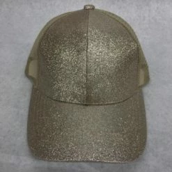 Something Blue Wedding Glittery Ponytail Trucker Cap Gold THE PARLOUR