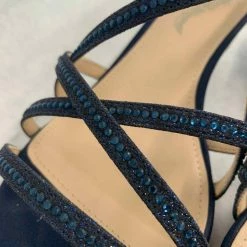 Something Blue Nina FEBE-YG Wedge Size 9 Satin/Glitter Navy