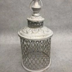 Something Blue Lantern Metal White & Gold Size 12" LANTERNS/BIRDCAGES