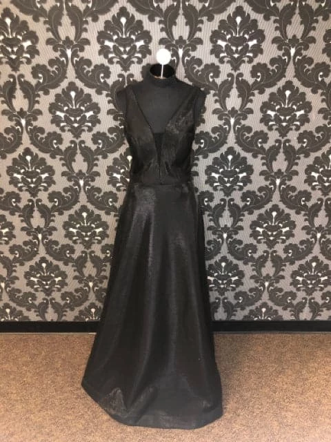 Something Blue Xtraordinary Size 11 BLack Shimmer Deep V Sleeveless A-line Prom Dress 3 Something Blue Xtraordinary Size 11 BLack Shimmer Deep V Sleeveless A-line Prom Dress