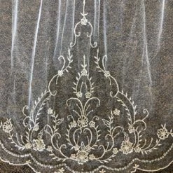 Something Blue As Is Tulle & Lace Ivory & Silver Size Cathedral Scalloped Lace V7258C VEILS