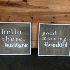 Something Blue Good Morning Beautiful And Handsome 2pc Sign