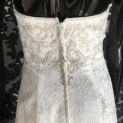 Something Blue Wedding Davids Bridal Ivory Size 4 A-line Strapless Lace Wedding Dress WEDDING DRESSES