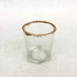 Something Blue Votive Holder Glass/Glitter Rose Gold Size 2.5" CANDLES DECOR