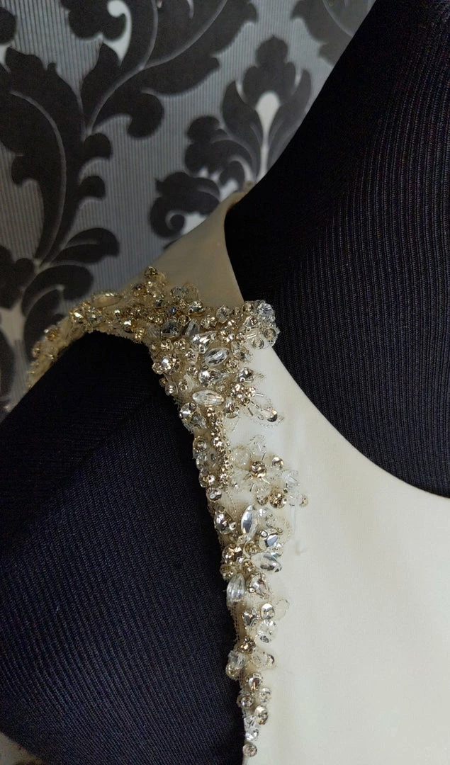 Something Blue WEDDING DRESSES Allure Bridal 9568 Size 12 Ivory Satin Highneck Fit & Flare 5 Something Blue WEDDING DRESSES Allure Bridal 9568 Size 12 Ivory Satin Highneck Fit & Flare